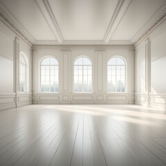Obraz premium Empty large bright design room is ready to move in