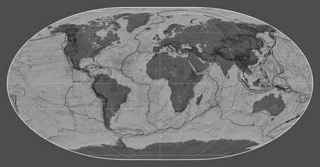 Tectonic plates. Bilevel. Loximuthal projection 0