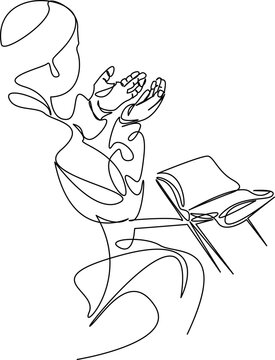 praying person line art clip art preview