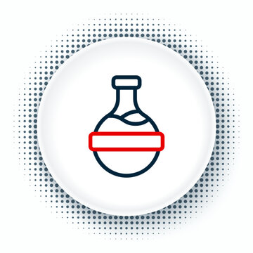 Line Bottle with potion icon isolated on white background. Flask with magic potion. Happy Halloween party. Colorful outline concept. Vector