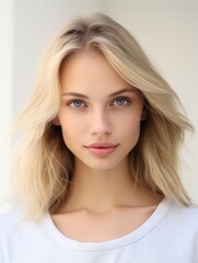 Naklejka premium Beautiful portrait woman, facing camera