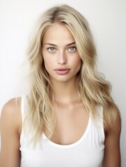 Naklejka premium Beautiful portrait woman, facing camera