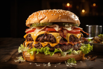 Cheese-Lover's Dream: Double Cheeseburger. 