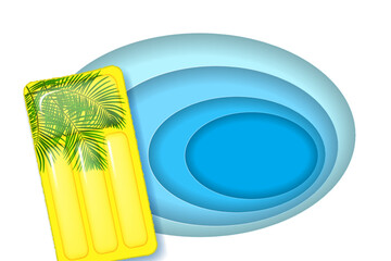 Summer beach layered poster. Layered background and inflatable float mattress. Vector illustration - 636967449