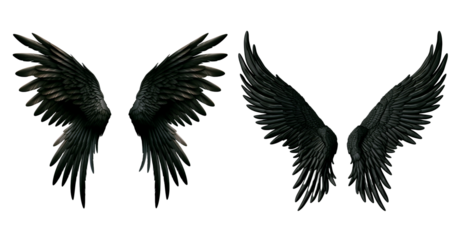 black angel wings on white background png transparent background