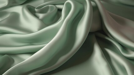 Fototapeta premium Smooth and Luxurious Light Green Silk Fabric Texture, Elegance and Tranquility in Material Form