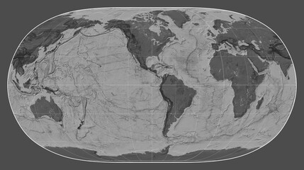 World map. Bilevel. Natural Earth II projection. Meridian: -90 west