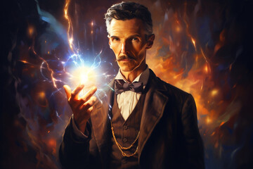 Innovative Genius, Portrait of Nikola Tesla, Pioneering the Power of Imagination