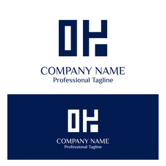 Vector unique logo with box, line. Letter O and H. Perfect for your company or your business. Elegance, modern, and simple design.