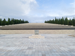 Redipuglia, Italy - May 12, 2023: In the photo the Shrine of Redipuglia. The largest Italian shrine in honor of the Italian fallen in the battles on the Isonzo river of the First World War.