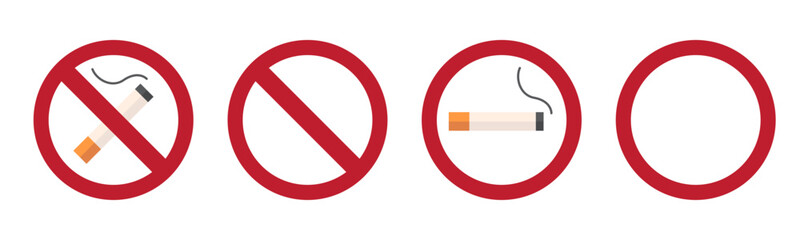 no smoking signs. stop smoking forbidden smokecartoon flat minimalistic. design. vector flat icon.