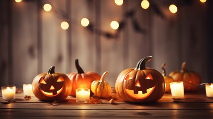 Fototapeta premium Halloween Pimpkins Generated Ai