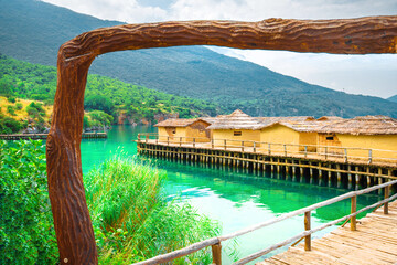 Popular tourist destination - Bay of Bones. Amazing landscape of North Macedonia, Europe. Ohrid...