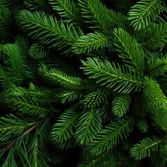 Christmas tree branches. Festive Xmas border of green branch of pine. generative ai