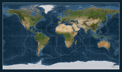 Tectonic plates. Satellite. Patterson Cylindrical projection 0