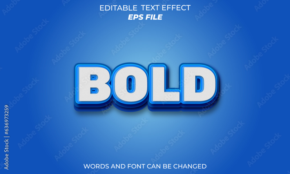 Poster bold text effect ,strong 3d blue typeface font effect, modern, vector template