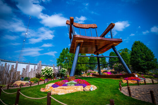 Casey, IL&mdash;Jul 27, 2023; Casey Illinois known as the Big Things Small Town attraction destination displays a giant wooden rocking chair that claimed the Guinness World Record title on October 20, 2015.