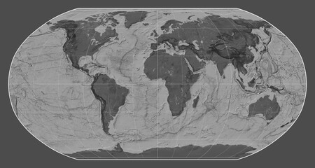 World map. Bilevel. Robinson projection. Meridian: 0