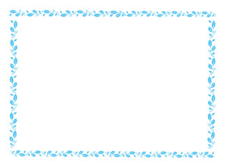 vector blue frame with leaves, vector floral leaves for text and picture
