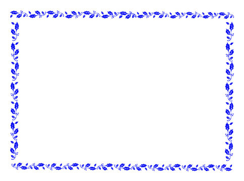 vector blue frame with leaves, vector floral leaves for text and picture