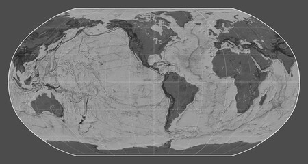 World map. Bilevel. Robinson projection. Meridian: -90 west
