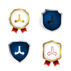 Abstract Arrows Down Badge and Label Collection