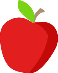 red apple with leaf on png background