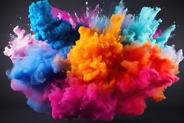 Fototapeta premium colorful vibrant rainbow holi paint color powder explosion with bright colors isolated white background
