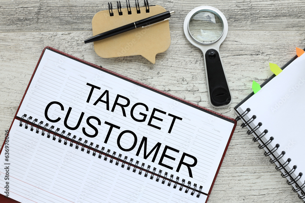 Poster target customer. diary with entries. text on the page