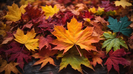 Naklejka na ściany i meble autumn leaves on the park
