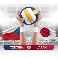 Czechia vs Japan national teams volleyball volley ball match competition concept.