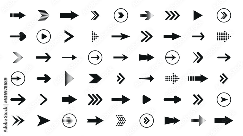 Poster arrows black set icon. arrow vector icon. collection different arrows. cursor icons. arrows for web 