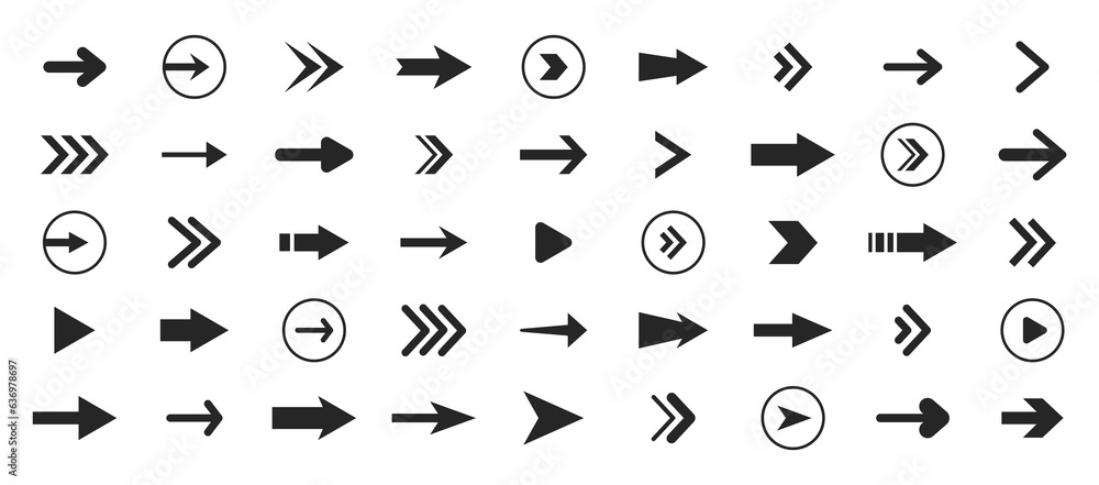 Poster arrows black set icon. arrow vector icon. collection different arrows. cursor icons. arrows for web 