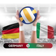 Germany vs Italy national teams volleyball volley ball match competition concept.