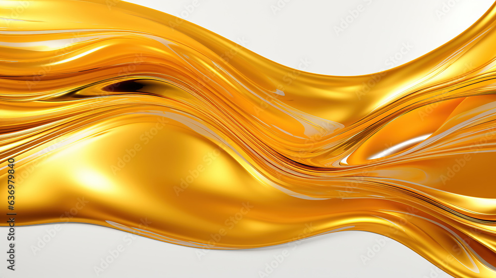 Poster shiny elegant gold color and luxury white wave elements with glittery lines on abstract gradient bac