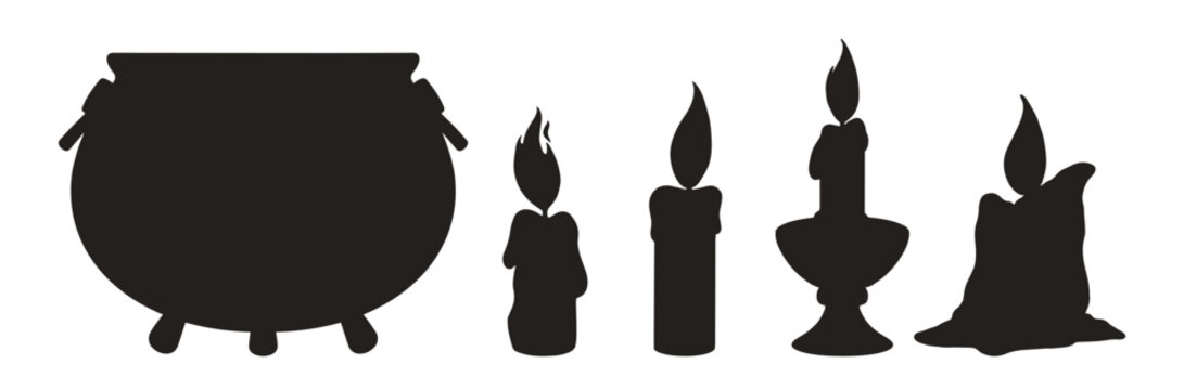 Candles and cauldron set stickers