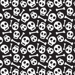 Halloween Seamless Pattern With Skull And Bone. Design For Background, Wallpaper Or Gift Wrapping