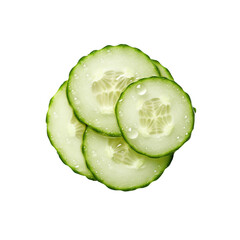 Cucumber slices isolated on transparent background