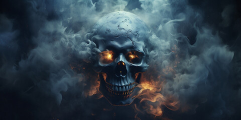 Mystical Skull Enveloped in Ethereal Smoke