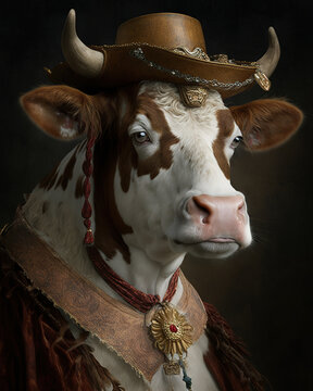 Bull portrait in renaissance style