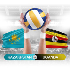 Kazakhstan vs Uganda national teams volleyball volley ball match competition concept.