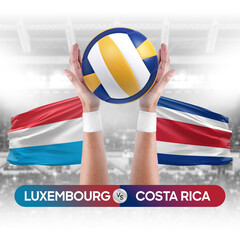 Luxembourg vs Costa Rica national teams volleyball volley ball match competition concept.