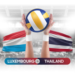 Luxembourg vs Thailand national teams volleyball volley ball match competition concept.