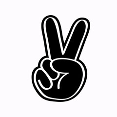 Fototapeta na wymiar Peace sign hand black icon. Clipart image isolated on white background