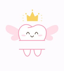 Tooth Fairy split monogram. Clipart image