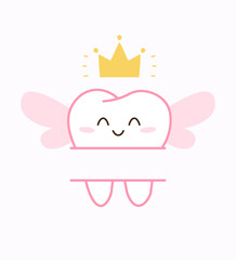 Tooth Fairy split monogram. Clipart image