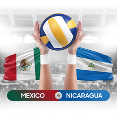 Mexico vs Nicaragua national teams volleyball volley ball match competition concept.