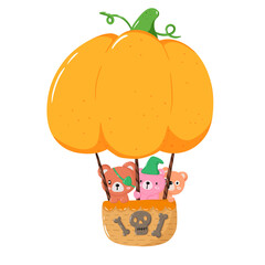halloween pumpkin ballon with bears