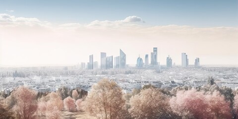 Urban majesty. Daytime skyline perspective. Skyscrapers and sunshine. Urban marvels in daylight. City elegance. Glimpse of downtown landmarks