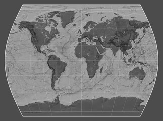 World map. Bilevel. Times projection. Meridian: 0